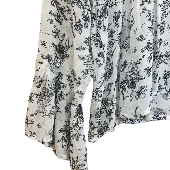 NWT -Zara Sheer Print Long Sleeve high low Top - Picture 4 of 7